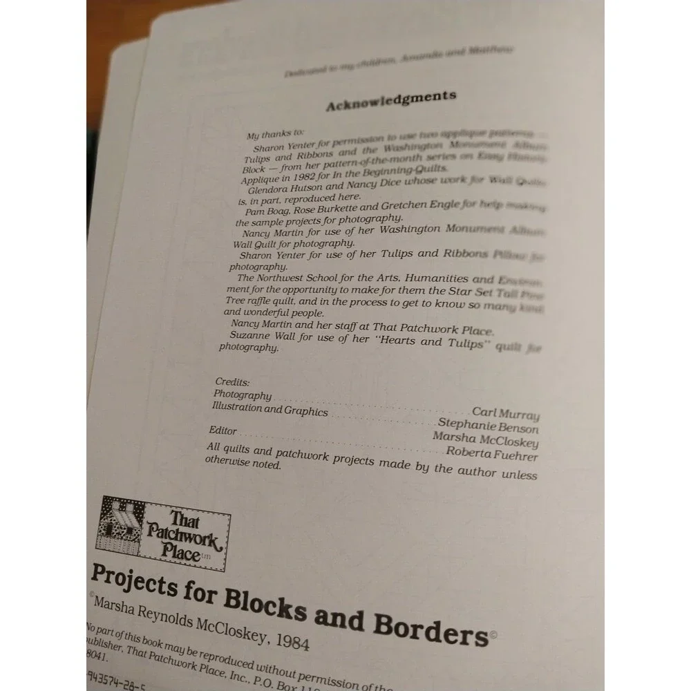 Projects for Blocks and Borders by Marsha R. McCloskey (1984, Trade Paperback)